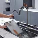Multifunctional Kitchen Sink with Adjustable Dual Waterfalls