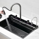 Multifunctional Kitchen Sink with Adjustable Dual Waterfalls