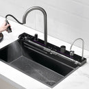 Multifunctional Kitchen Sink with Adjustable Dual Waterfalls
