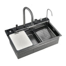 Multifunctional Kitchen Sink with Adjustable Dual Waterfalls