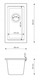 Compact Granite Sink Granitan TUGA 28cm