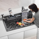 80cm Modern Multifunctional Kitchen Sink with Dual Waterfall 20-in-1