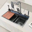 80cm Modern Multifunctional Kitchen Sink with Dual Waterfall 20-in-1