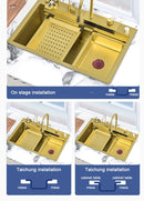 60cm High-Quality Multifunctional Kitchen Sink in Gold Color