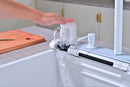White Multifunctional Kitchen Sink with Adjustable Double Waterfall