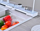 White Multifunctional Kitchen Sink with Adjustable Double Waterfall