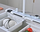 White Multifunctional Kitchen Sink with Adjustable Double Waterfall