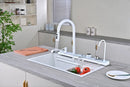 White Multifunctional Kitchen Sink with Adjustable Double Waterfall