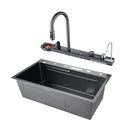 Multifunctional Kitchen Sink with Adjustable Double Waterfall and Dynamic LED Lighting