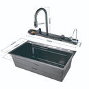Multifunctional Kitchen Sink with Adjustable Dual Waterfall and Dynamic LED Lighting