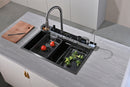 Multifunctional Kitchen Sink with Adjustable Dual Waterfall and Dynamic LED Lighting