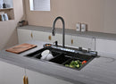 Multifunctional Kitchen Sink with Adjustable Dual Waterfall and Dynamic LED Lighting