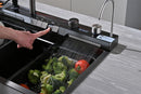 Multifunctional Kitchen Sink with Adjustable Double Waterfall and Dynamic LED Lighting