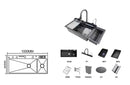 Multifunctional Kitchen Sink with Double Waterfall and Dish/Utensil Compartment