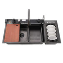 Multifunctional Kitchen Sink with Double Waterfall and Dish/Utensil Compartment