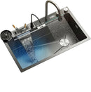 Multifunctional Kitchen Sink with Double Waterfall and Utensil Pocket