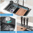 80cm Multifunctional Kitchen Sink with Dual Waterfall and Utensil Pocket