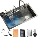 80cm Multifunctional Kitchen Sink with Dual Waterfall and Utensil Pocket