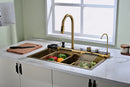 Gold Multifunctional Kitchen Sink with Adjustable Dual Waterfall