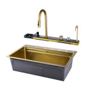 Gold Multifunctional Kitchen Sink with Adjustable Dual Waterfall
