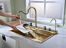 Golden Multifunctional Kitchen Sink with Adjustable Dual Waterfall