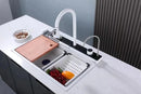 Modern White Multifunctional Kitchen Sink with Double Waterfall