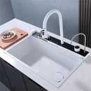 Modern White Multifunctional Kitchen Sink with Dual Waterfall