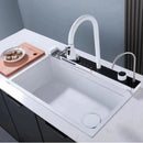 Modern White Multifunctional Kitchen Sink with Dual Waterfall
