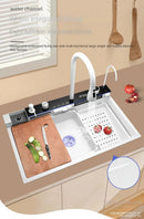 Modern White Multifunctional Kitchen Sink with Double Waterfall