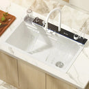 Modern White Multifunctional Kitchen Sink with Dual Waterfall