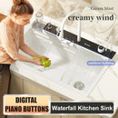 Modern White Multifunctional Kitchen Sink with Double Waterfall