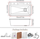 Modern White Multifunctional Kitchen Sink with Dual Waterfall