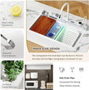 Modern White Multifunctional Kitchen Sink with Double Waterfall