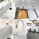 Modern White Multifunctional Kitchen Sink with Dual Waterfall