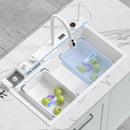 Modern White Multifunctional Kitchen Sink with Dual Waterfall