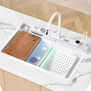 Modern White Multifunctional Kitchen Sink with Double Waterfall