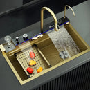 Modern Gold Multifunctional Kitchen Sink with Dual Waterfall W12G