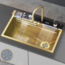 Modern Gold Multifunctional Kitchen Sink with Dual Waterfall W12G