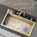 Modern Gold Multifunctional Kitchen Sink with Dual Waterfall W12G
