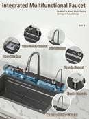 Modern Multifunctional Kitchen Sink with Double Waterfall