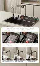 Luxury Multifunctional Kitchen Sink with Dual Waterfall