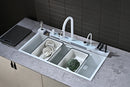 100cm Modern White Double Waterfall Kitchen Sink
