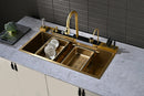 100cm Modern Gold Double Waterfall Kitchen Sink