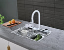 60cm White Marble Effect Double Waterfall Kitchen Sink