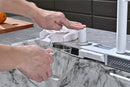 60cm White Marble Effect Double Waterfall Kitchen Sink