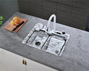 60cm White Marble Effect Double Waterfall Kitchen Sink