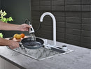 60cm White Marble Effect Double Waterfall Kitchen Sink