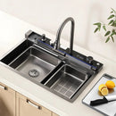 80cm Modern Double Waterfall Multifunctional Kitchen Sink