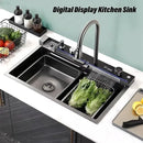 80cm Modern Double Waterfall Multifunctional Kitchen Sink
