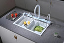 White Granite Multifunctional Kitchen Sink with Double Waterfall